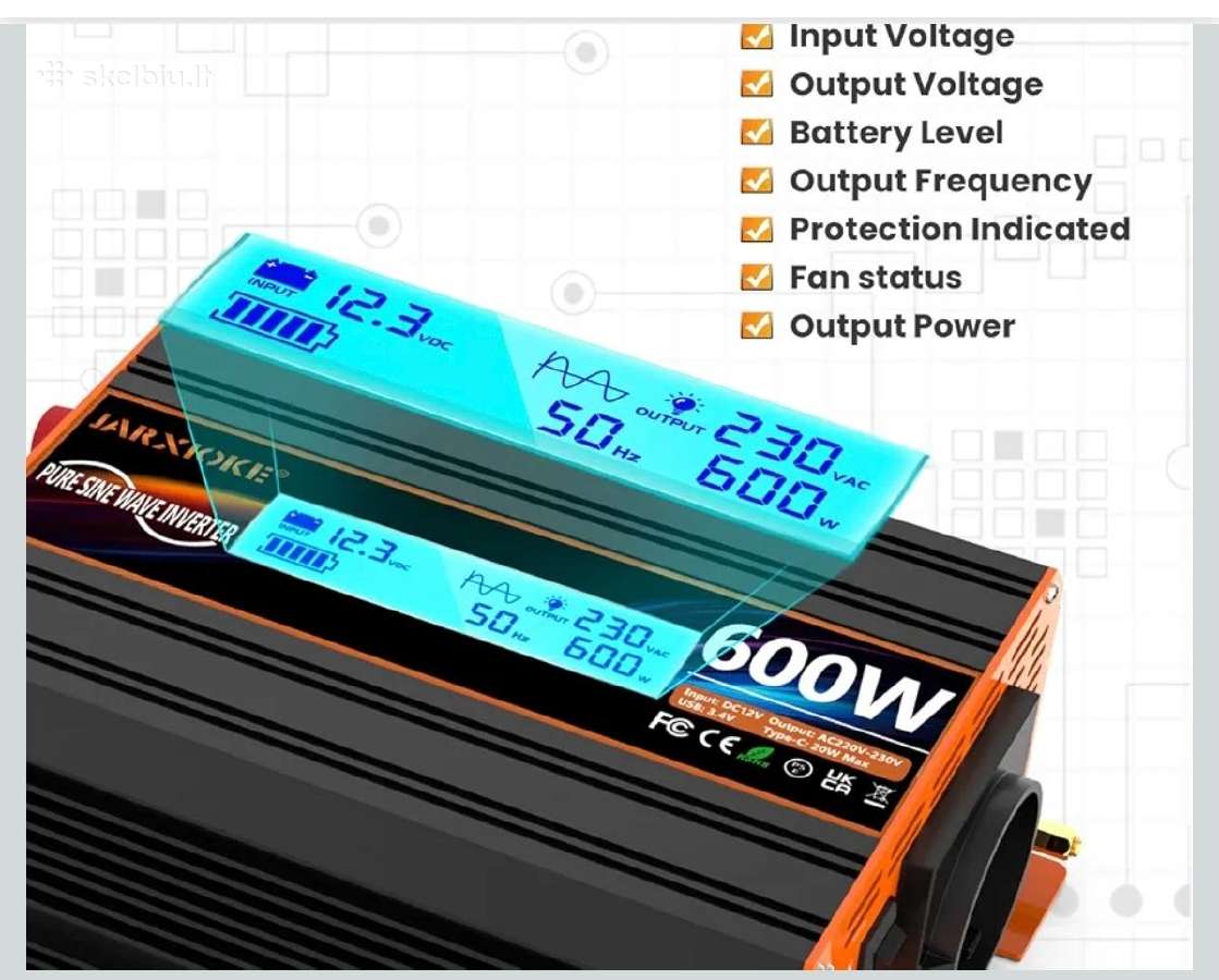 Įtampos keitiklis,inverteris 600w - nuotraukos Nr. 2