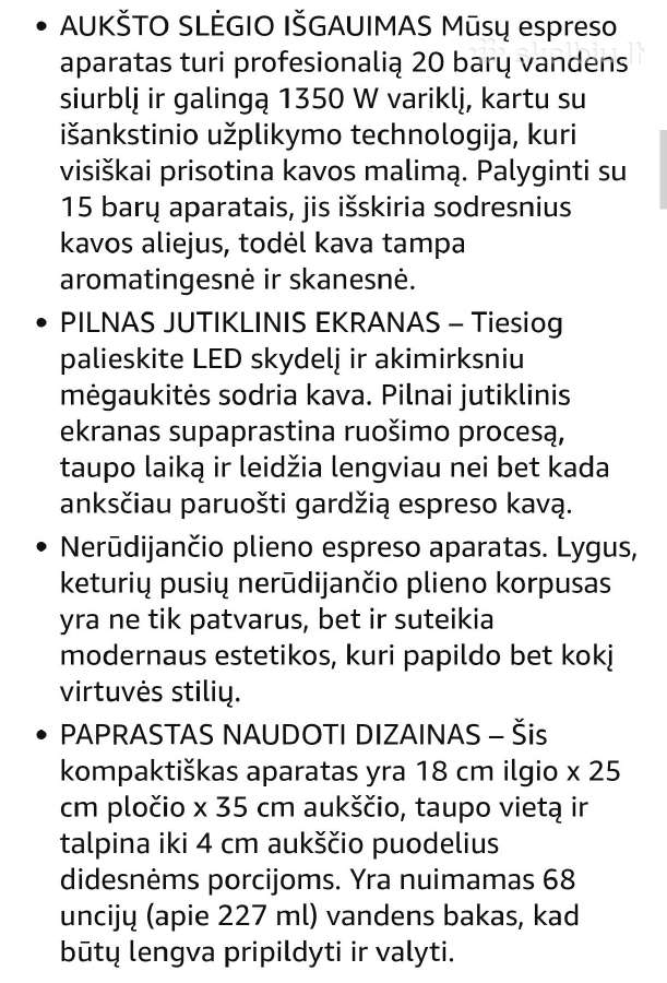 Pusiau automatinis kavos aparatas Airsen Bcm2316 - nuotraukos Nr. 3