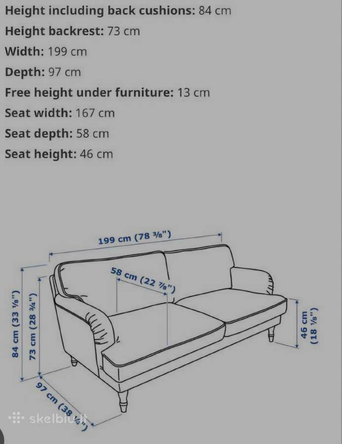 Trivietė sofa Ikea (nuimami, skalbiami - nuotraukos Nr. 22