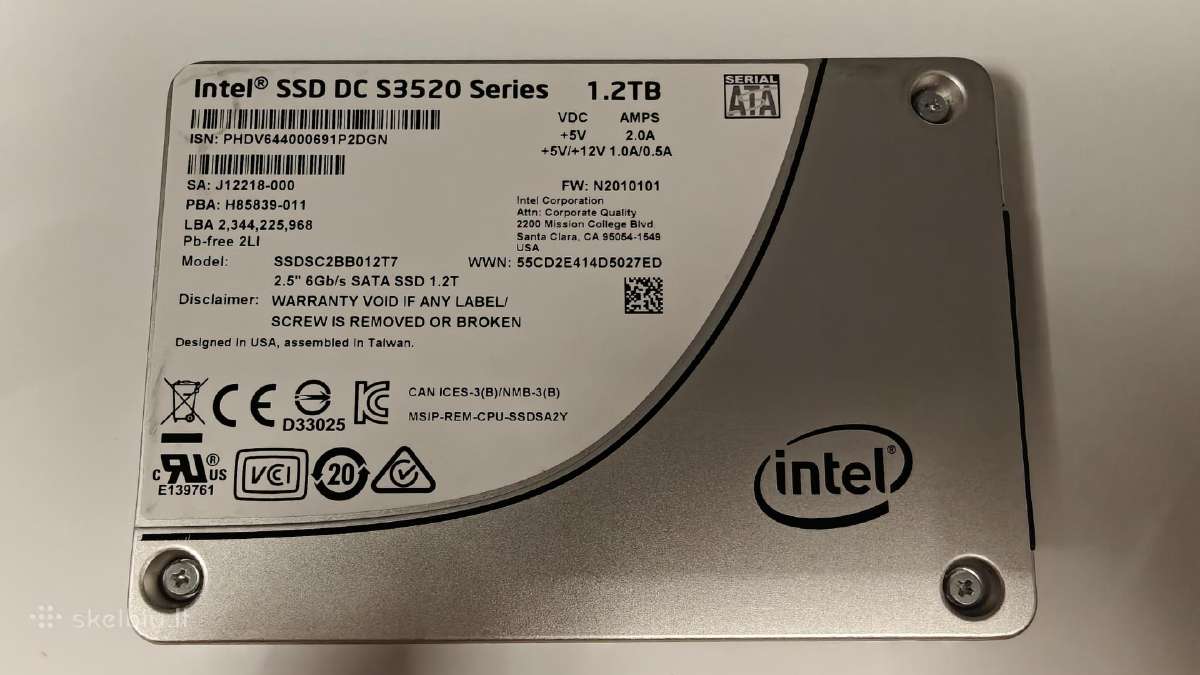 Intel SSD Dc S3520 1.2tb 2.5" Sata SSD - nuotraukos Nr. 2