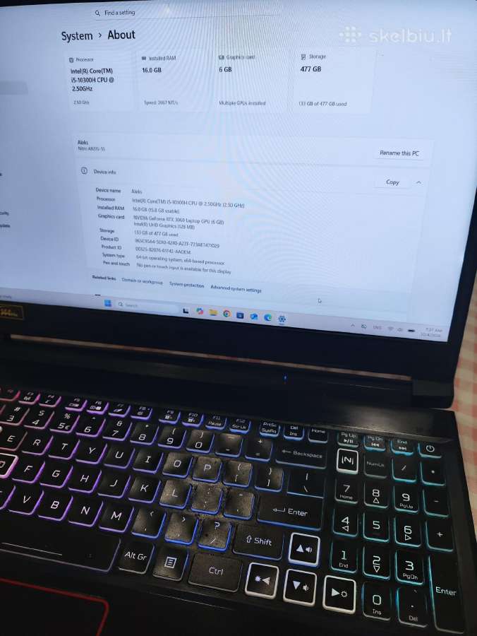 Acer nitro 5 - nuotraukos Nr. 4