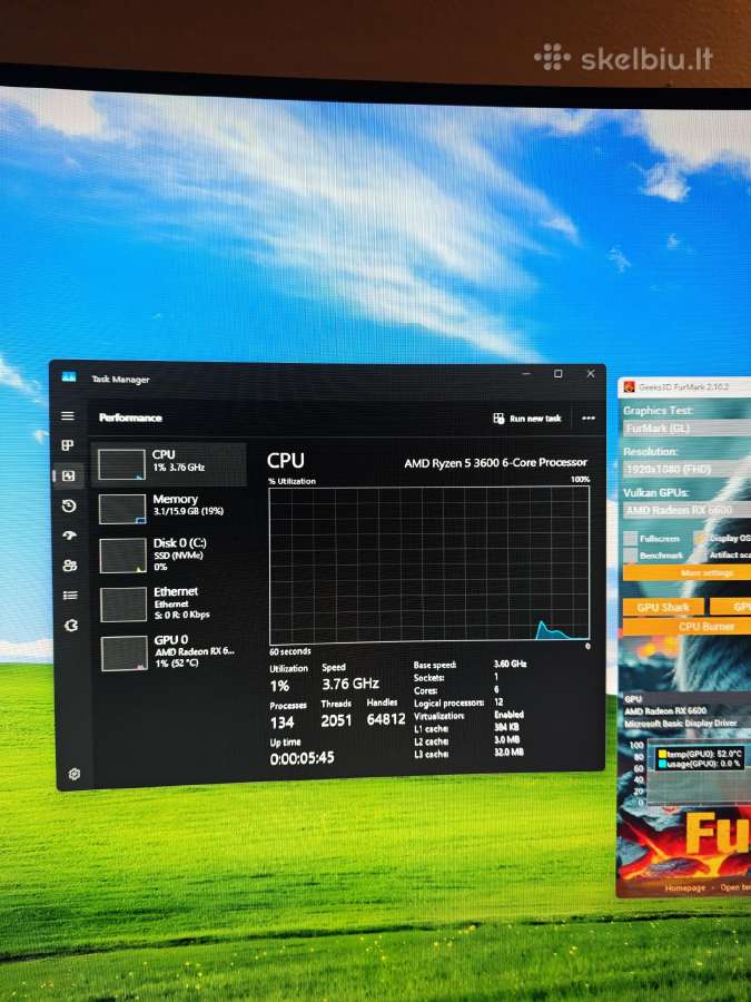 Estetiskas Rx 6600/ryzen 5 3600 Zaidimu/darbo Pc - nuotraukos Nr. 6