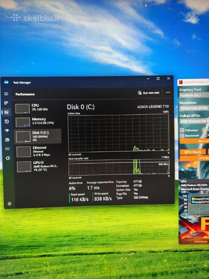 Estetiskas Rx 6600/ryzen 5 3600 Zaidimu/darbo Pc - nuotraukos Nr. 9