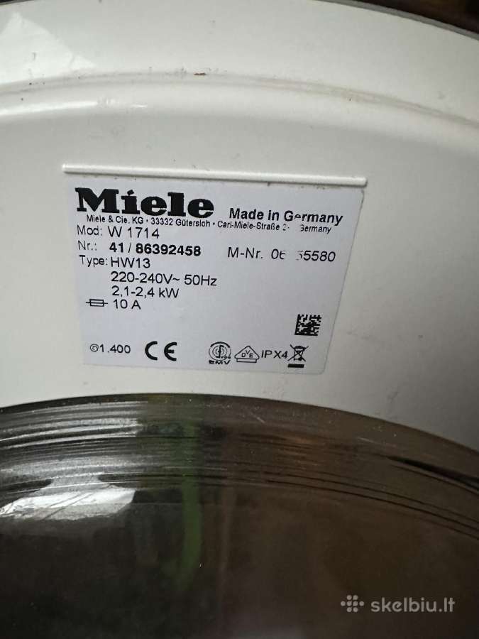 Skalbimo mašina Miele w1714 - nuotraukos Nr. 4