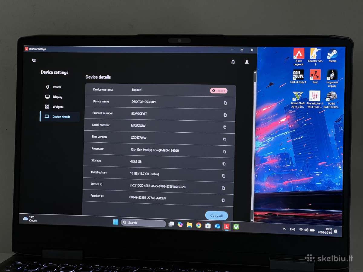 Parduodamas Lenovo Loq su Rtx 4050, I5-12k, 144hz. - nuotraukos Nr. 9