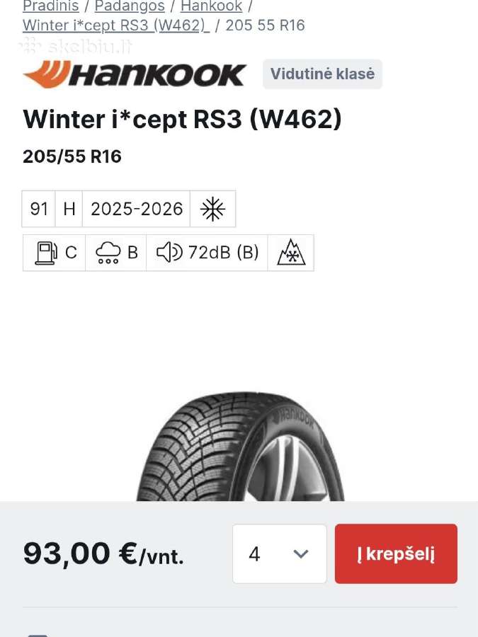 Hankook winter i cept rs3, dunlop - nuotraukos Nr. 2