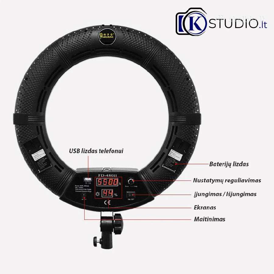 LED žiedinė lempa 96w Premium + Fd-480ii - nuotraukos Nr. 2