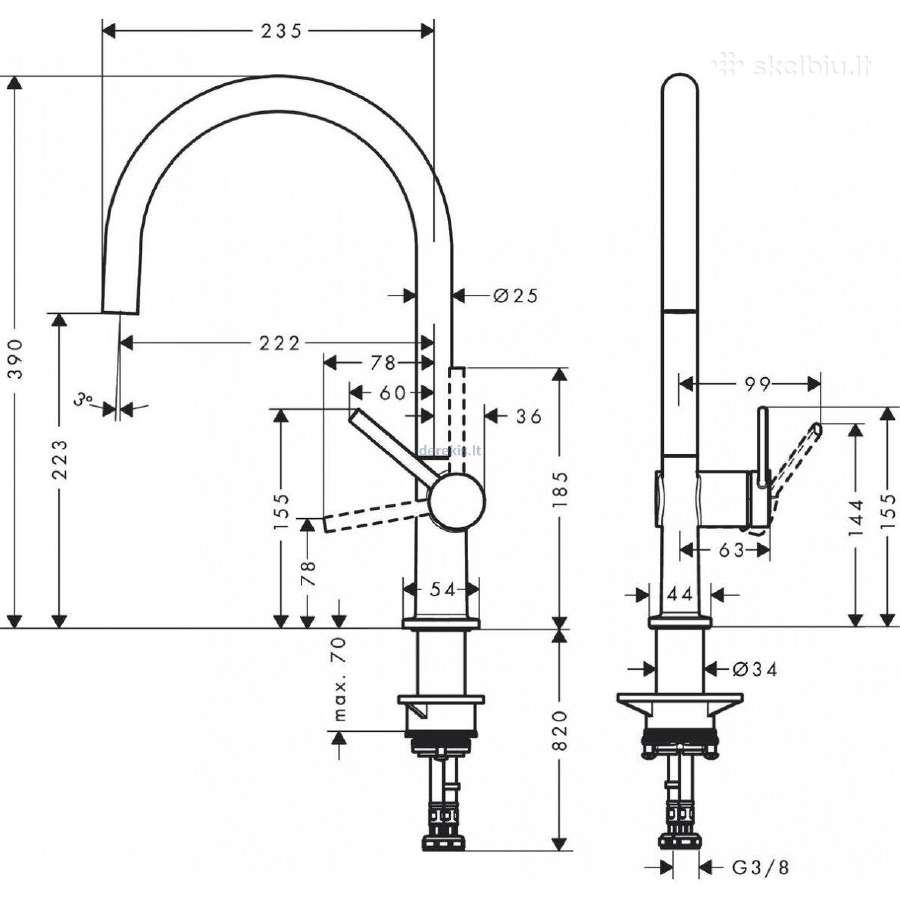 Maišytuvas Hansgrohe Talis M54 72804800 nerūd. pl. - nuotraukos Nr. 7