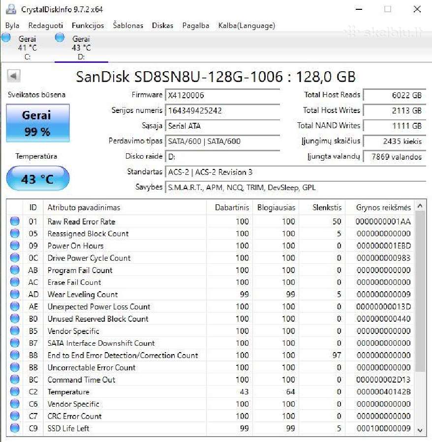Sandisk X400 M2 128gb diskai - nuotraukos Nr. 3