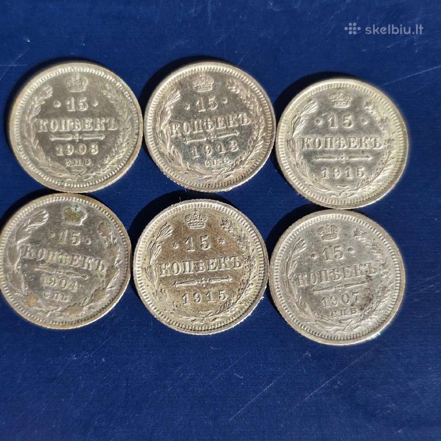 Rusija 1904-1915 15 kop Ag500 2,7g - nuotraukos Nr. 2