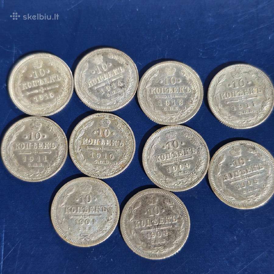 Rusija 1904-1915 10 kop Ag500 1,8g - nuotraukos Nr. 2