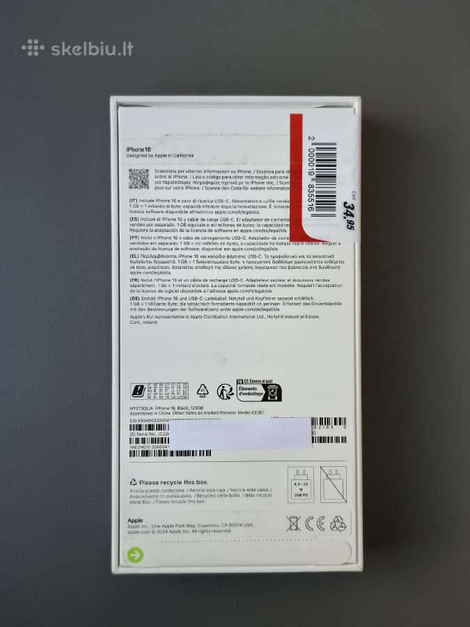 Naujas iPhone 16 128 GB – neatidaryta dėžutė - nuotraukos Nr. 3