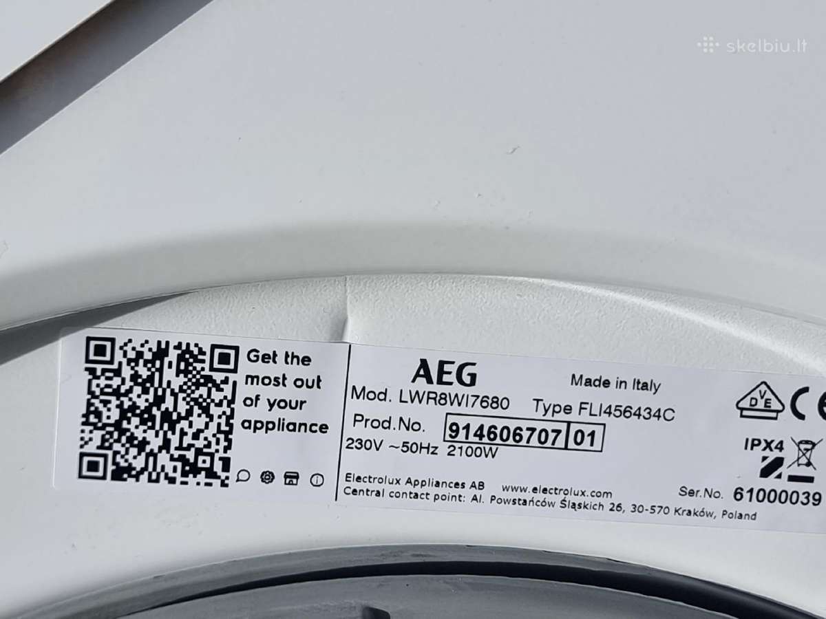 Nauja įmot. Aeg Lwr8wi7680+ Garantija - nuotraukos Nr. 15
