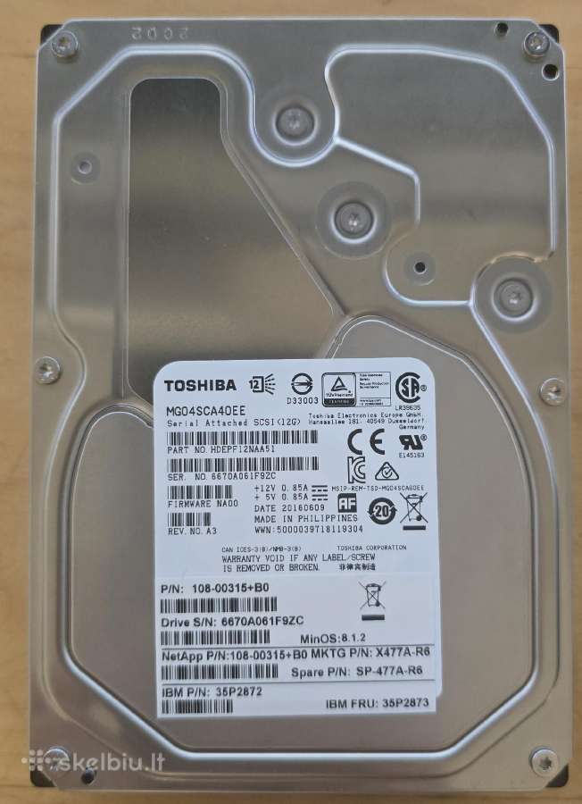3.5" Sas HDD 73gb-600gb 1tb 2tb 3tb 4tb - nuotraukos Nr. 2