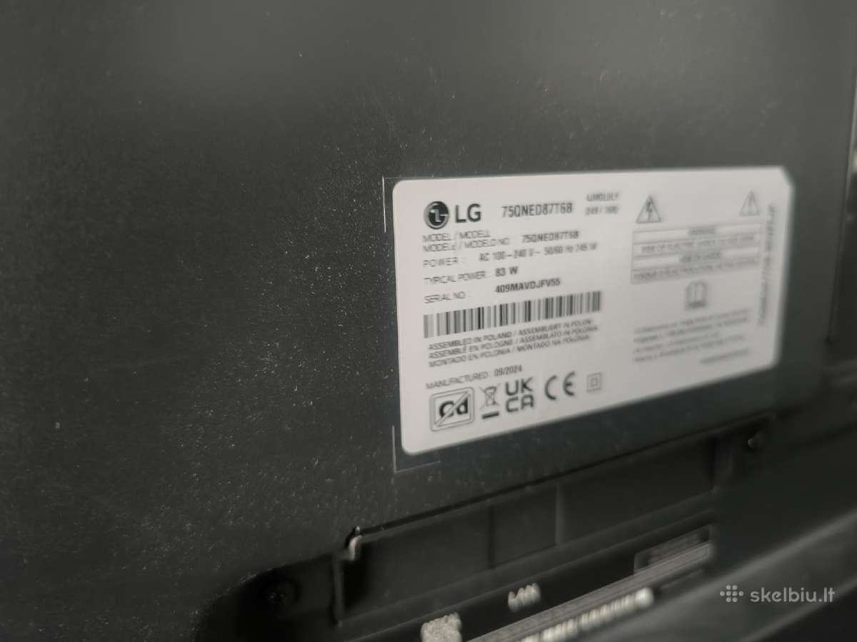 LG 75qned87t6b televizorius, skilęs ekranas - nuotraukos Nr. 2