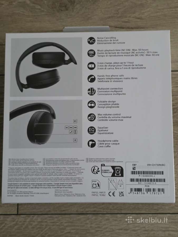 Ausinės „Sony Wh-ch730n“ (Juodos spalvos / Black) - nuotraukos Nr. 2