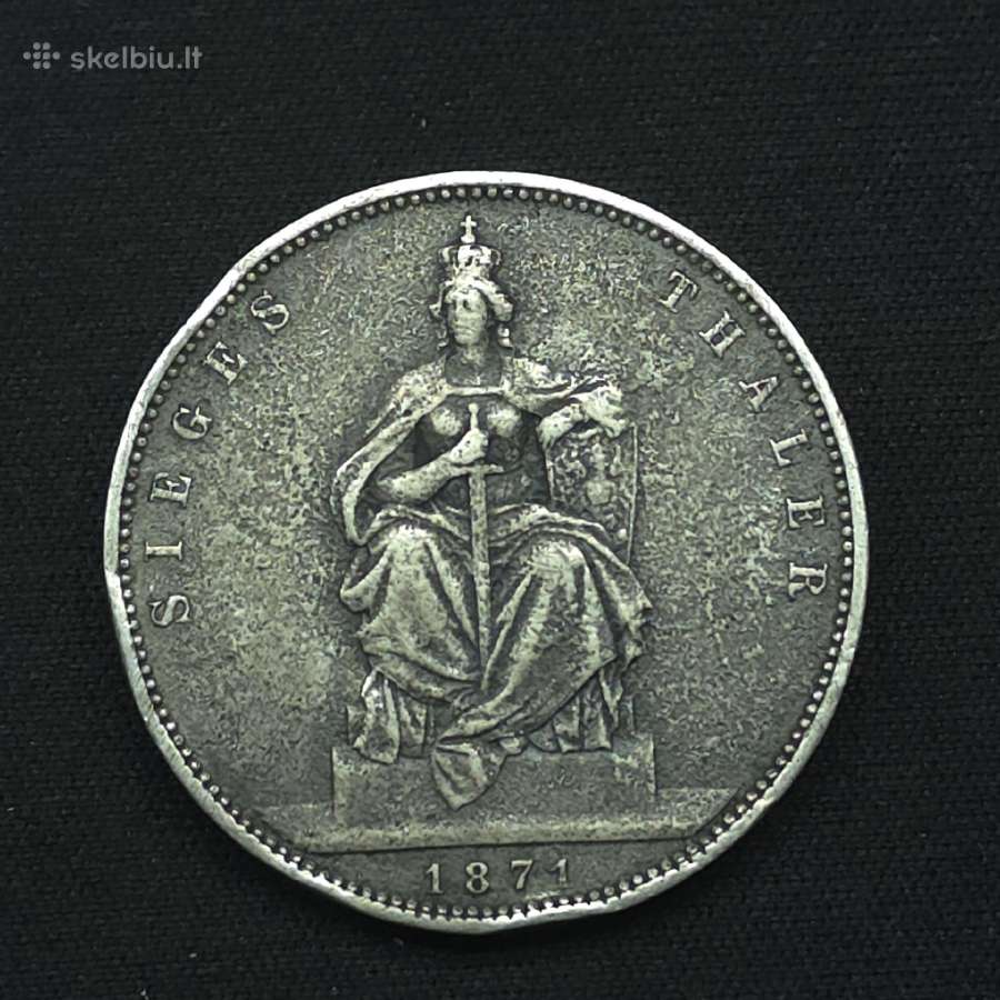 Sidabrinė moneta 1 taleris 1871 m (A) Siegesthaler - nuotraukos Nr. 8