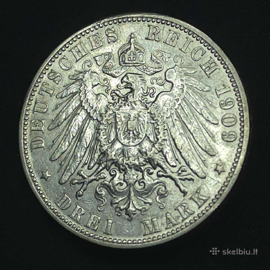 3 markės 1909 m. J Hamburgas, sidabras - nuotraukos Nr. 5