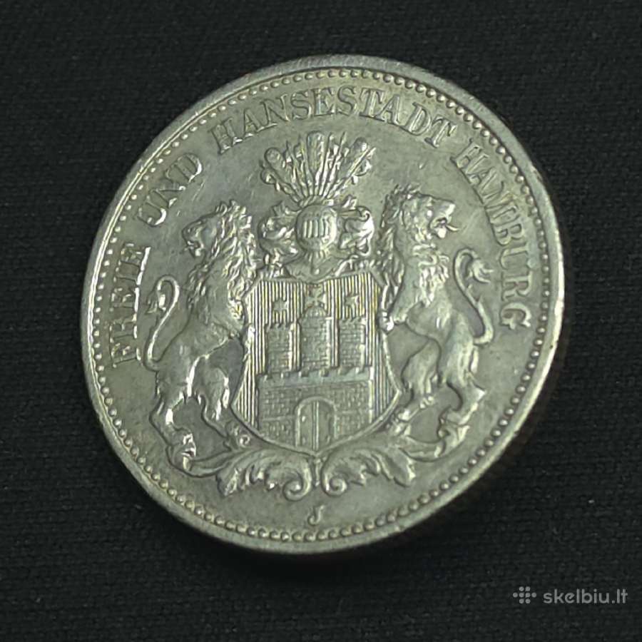 Sidabrinė moneta 2 markės (Hamburgas) 1907 m. (J) - nuotraukos Nr. 6