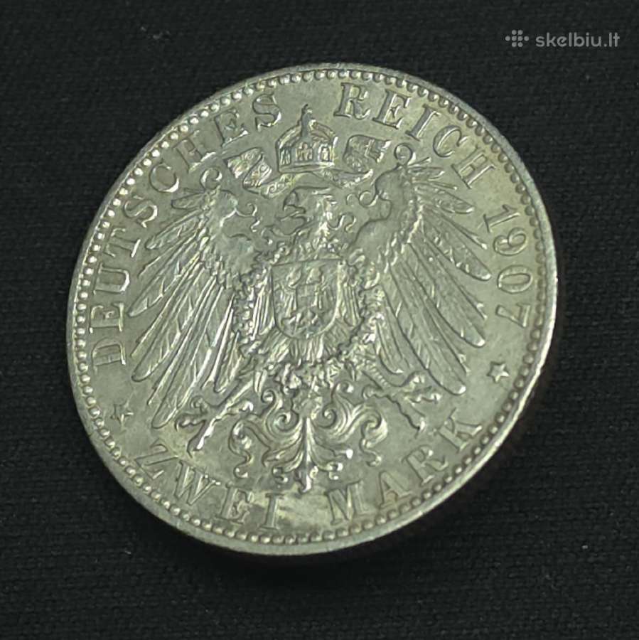Sidabrinė moneta 2 markės (Hamburgas) 1907 m. (J) - nuotraukos Nr. 7