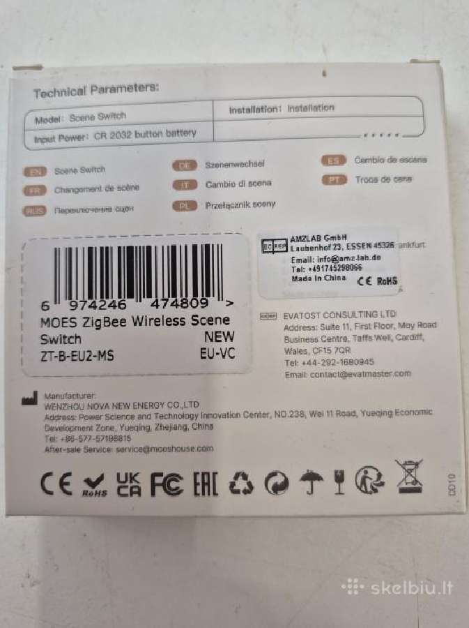 Moes belaidis jungiklis Zigbee 2 klavišų - nuotraukos Nr. 3