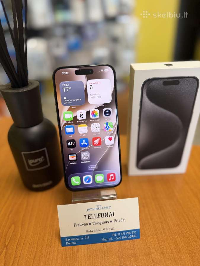 iPhone 15pro 256gb Black Su Garantija - nuotraukos Nr. 2