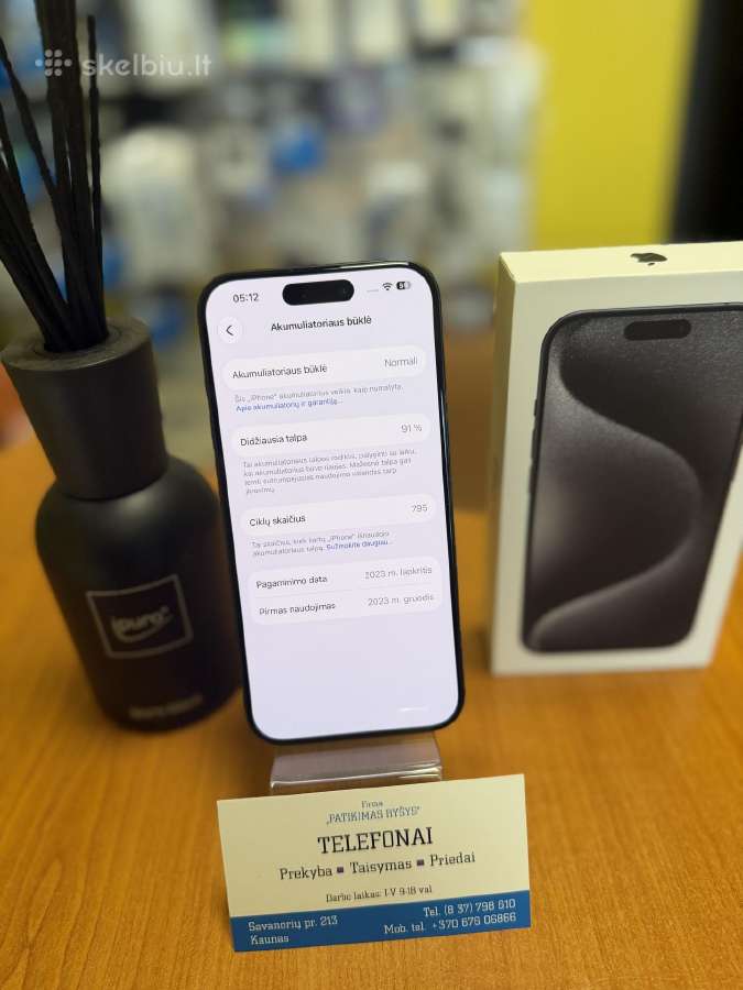 iPhone 15pro 256gb Black Su Garantija - nuotraukos Nr. 3
