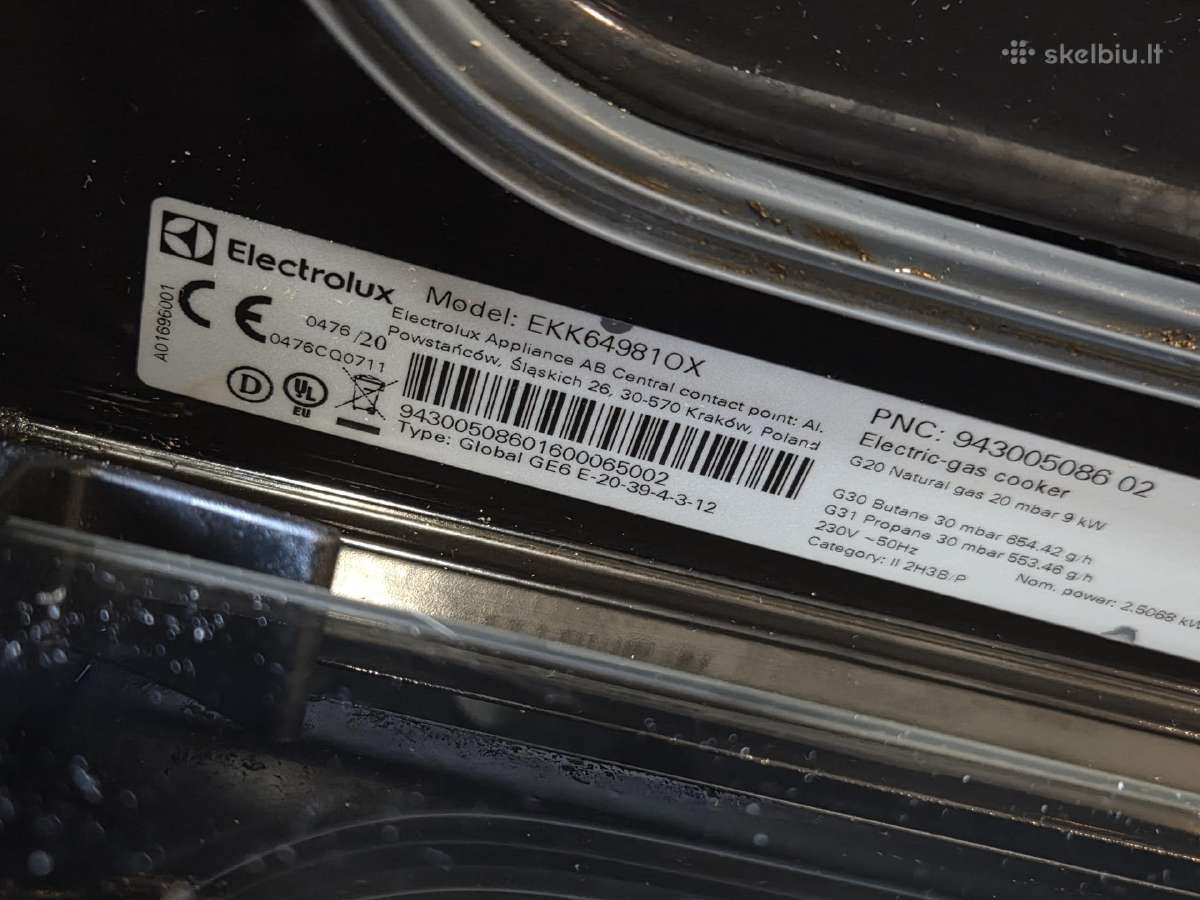 Electrolux dujinė viryklė su elektrine orkaite - nuotraukos Nr. 5