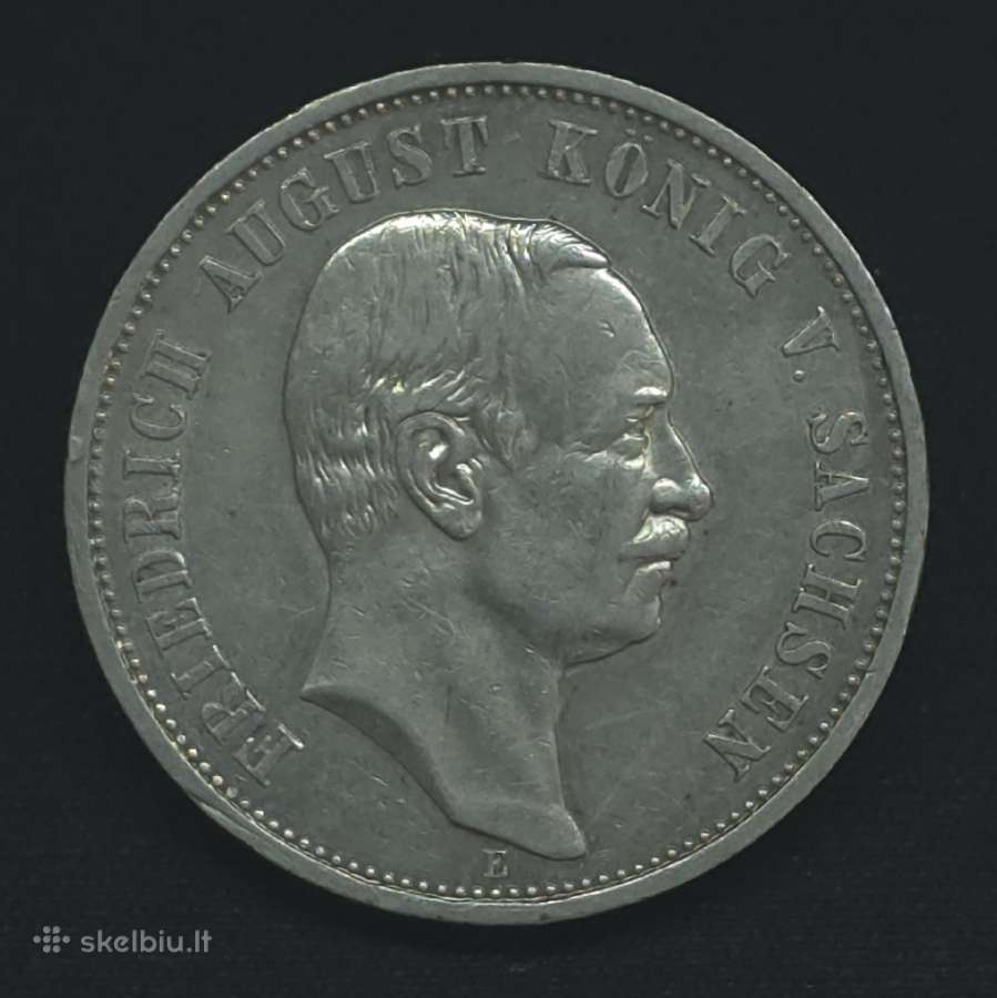 Sidabrinė moneta 3 markės 1908 m. Saksonija (E) - nuotraukos Nr. 6