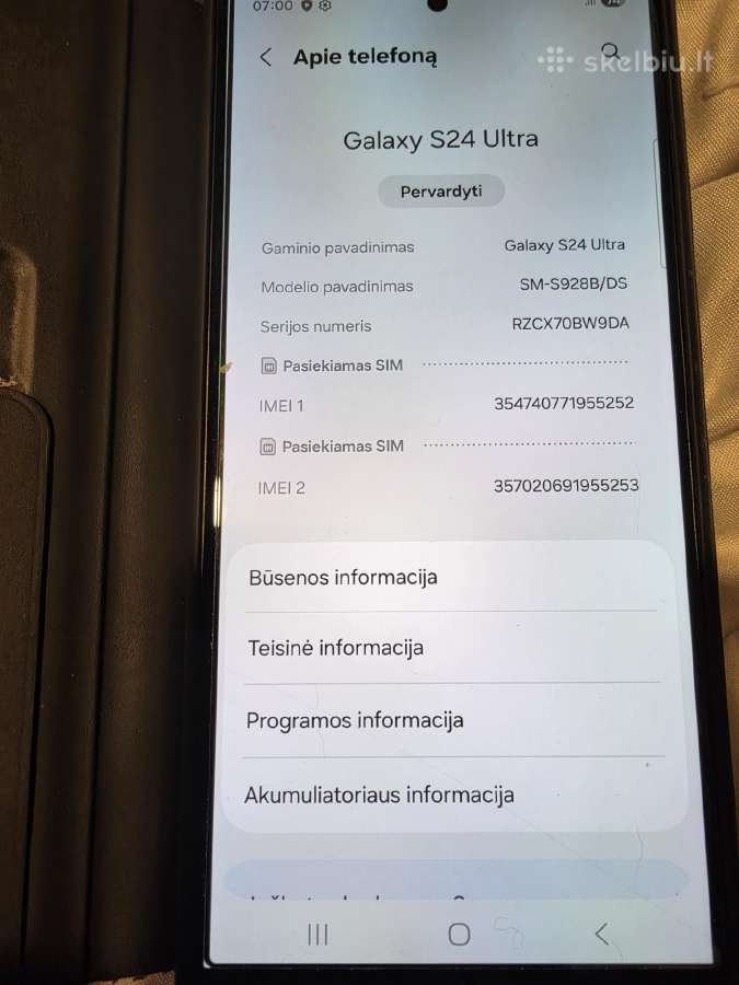 Parduodu Samsung Galaxy S24 Ultra256 G - nuotraukos Nr. 3