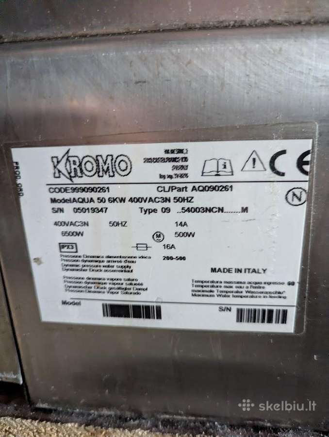 Kromo Aqua 50 6kw industrinė indaplovė - nuotraukos Nr. 3