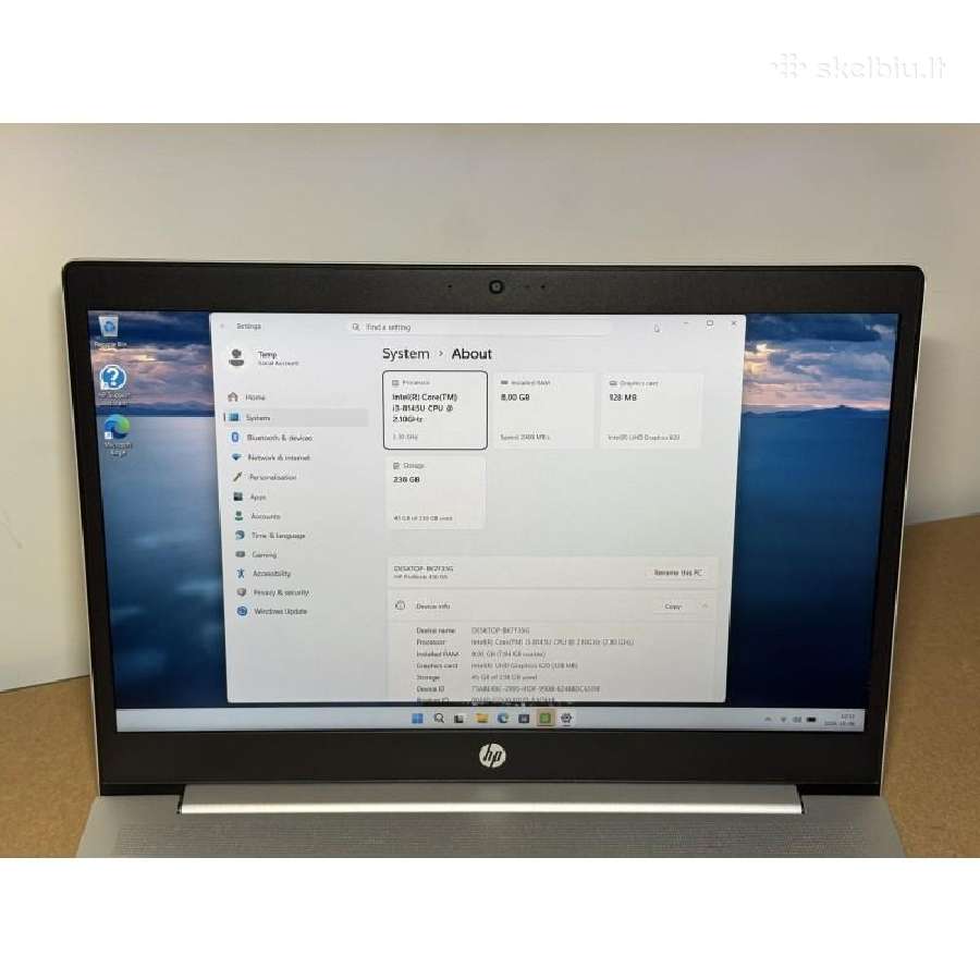 Hp Probook 450 G6 - 8 GB RAM 256 GB SSD - nuotraukos Nr. 3