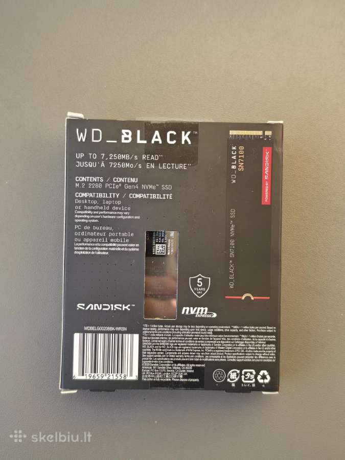 Naujas Wd Black Sn7100 2 TB Nvme SSD - nuotraukos Nr. 2