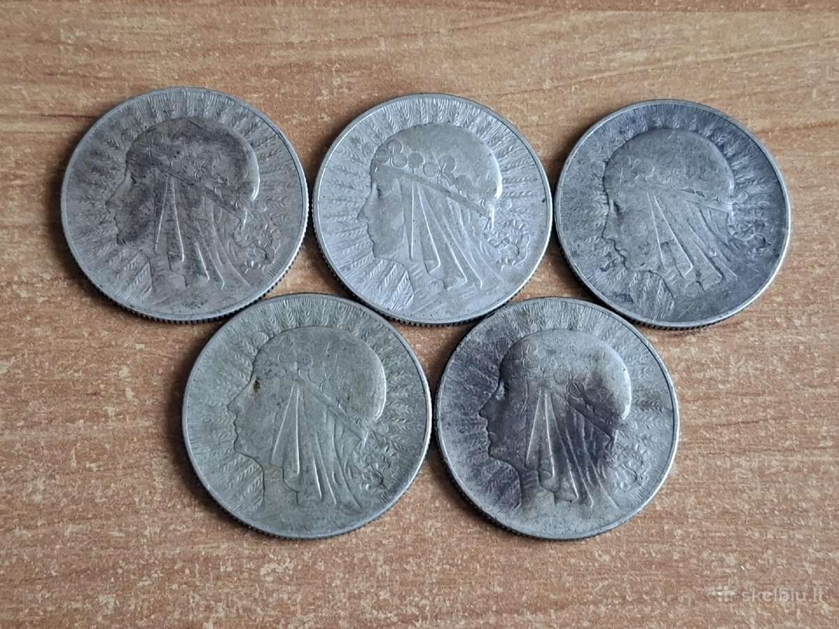 5vnt. 5 zlotų sidabrinių monetų - nuotraukos Nr. 2