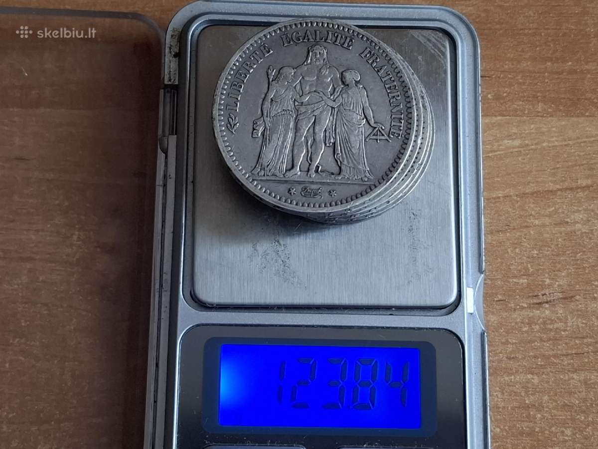 5vnt. Sidabrinių Prancūzijos 5 frankų - nuotraukos Nr. 3