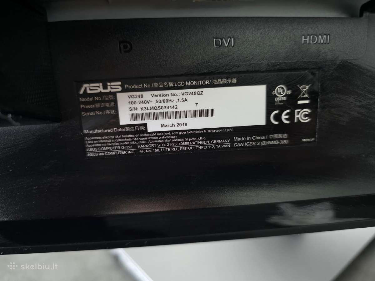 144hz žaidimų monitorius Asus Vg248qz - nuotraukos Nr. 2