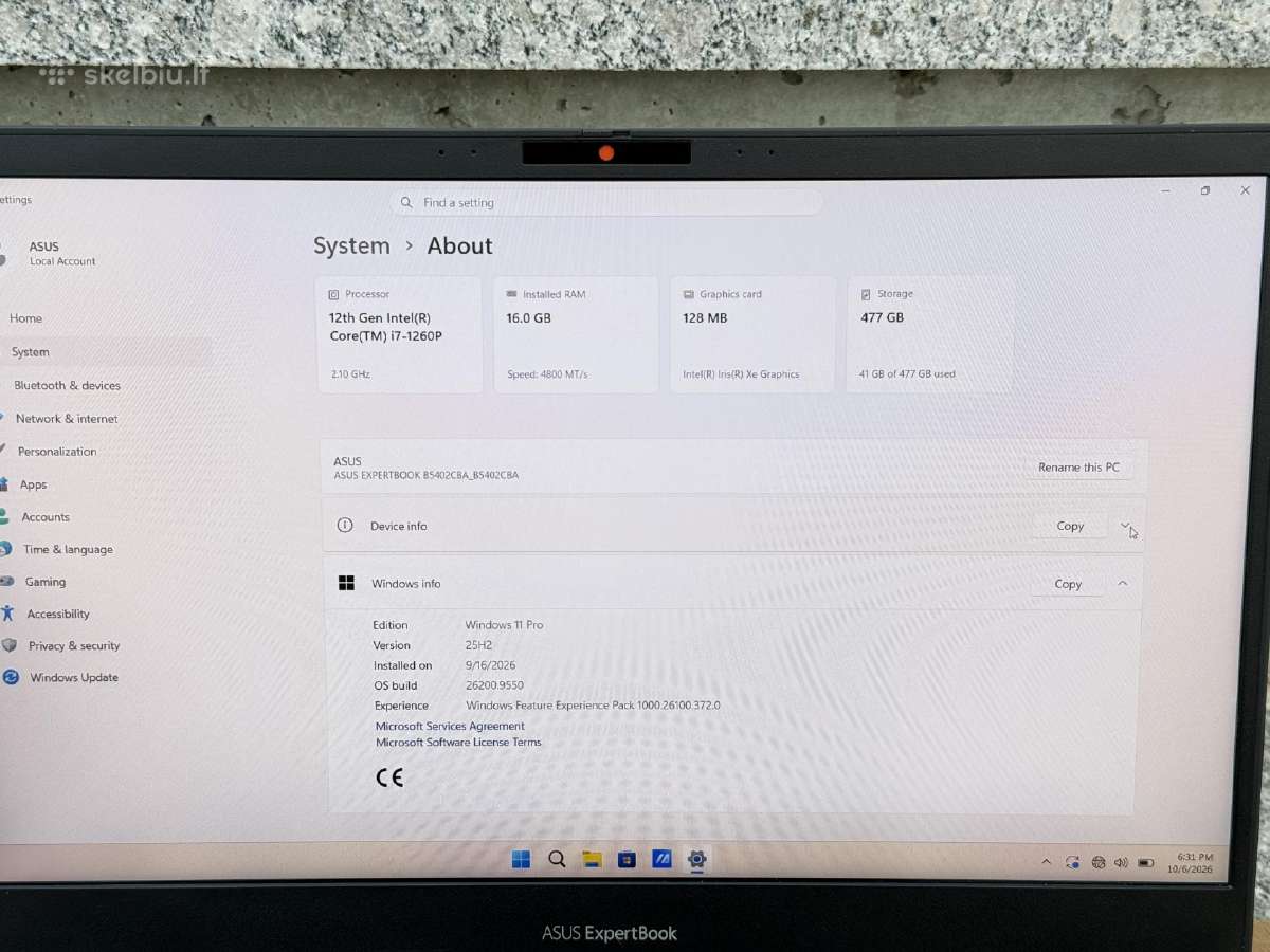 Asus Expertbook B5 - nuotraukos Nr. 8