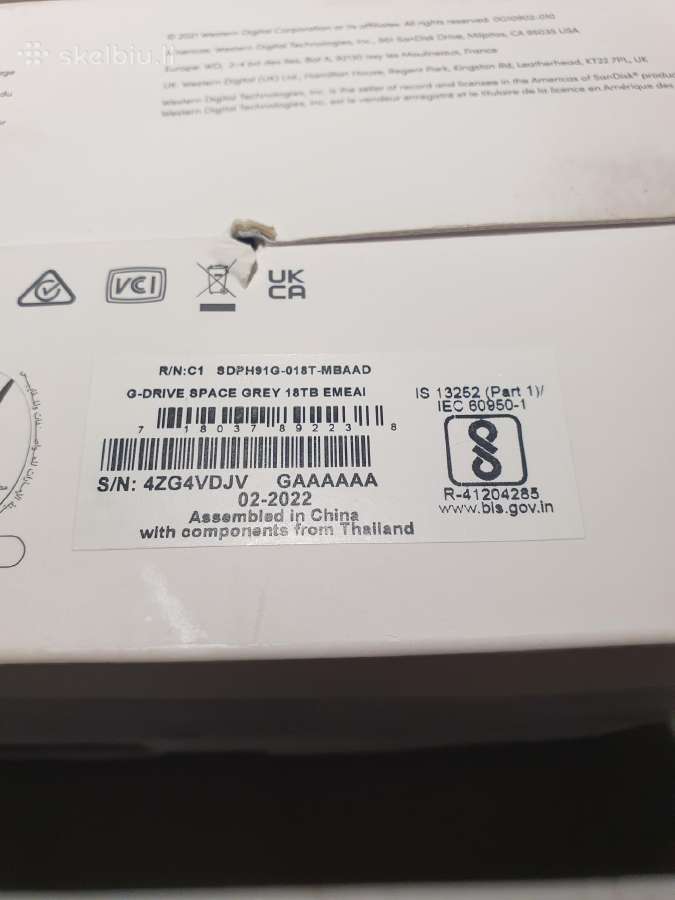 Sandisk g-drive sdph91g-018t-mbaad - nuotraukos Nr. 2