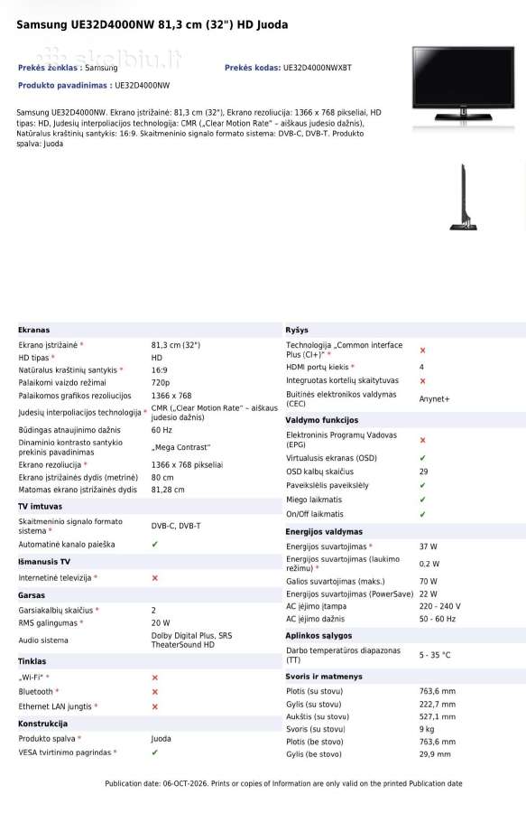 Samsung Ue32d4000 - nuotraukos Nr. 3