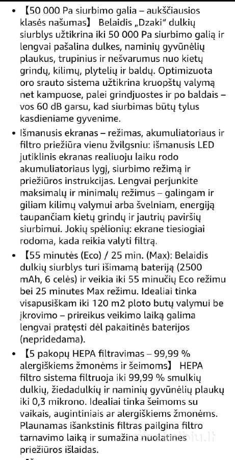 Dulkių siurblys šluota S2 - nuotraukos Nr. 7
