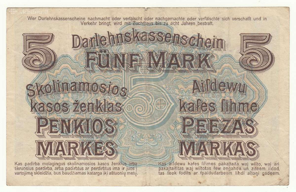 5 markės 1918 ostmarkės - nuotraukos Nr. 2