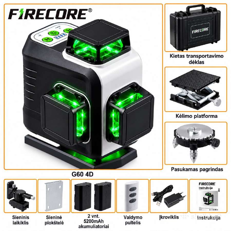 Vevor rotacinis lazerinis nivelyras,firecore 3D/4d - nuotraukos Nr. 6