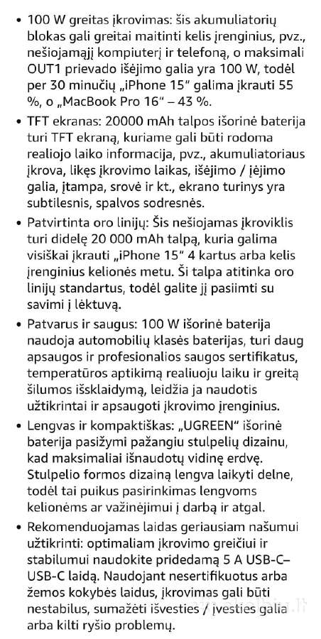 Išorinė baterija Ugreen - nuotraukos Nr. 6