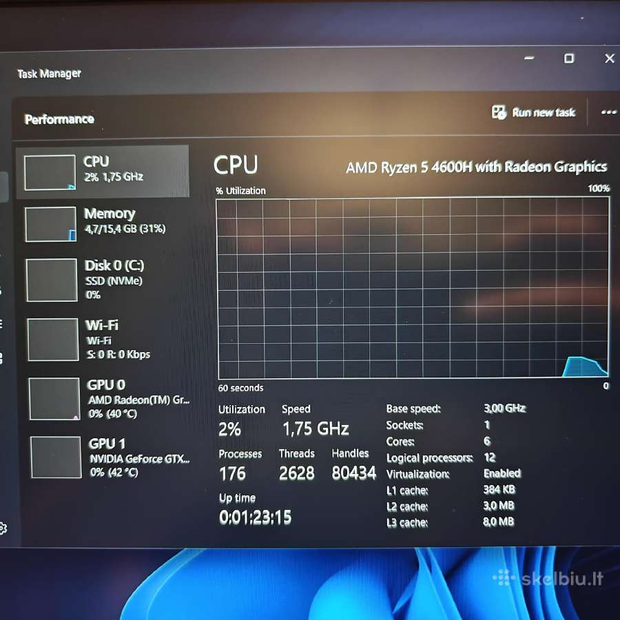 Lenovo Ideapad Gaming 3 4600h/16gb/512ssd/gtx 1650 - nuotraukos Nr. 9