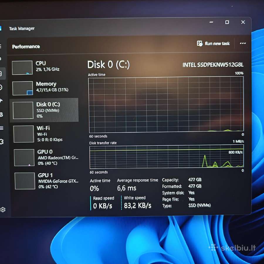 Lenovo Ideapad Gaming 3 4600h/16gb/512ssd/gtx 1650 - nuotraukos Nr. 11