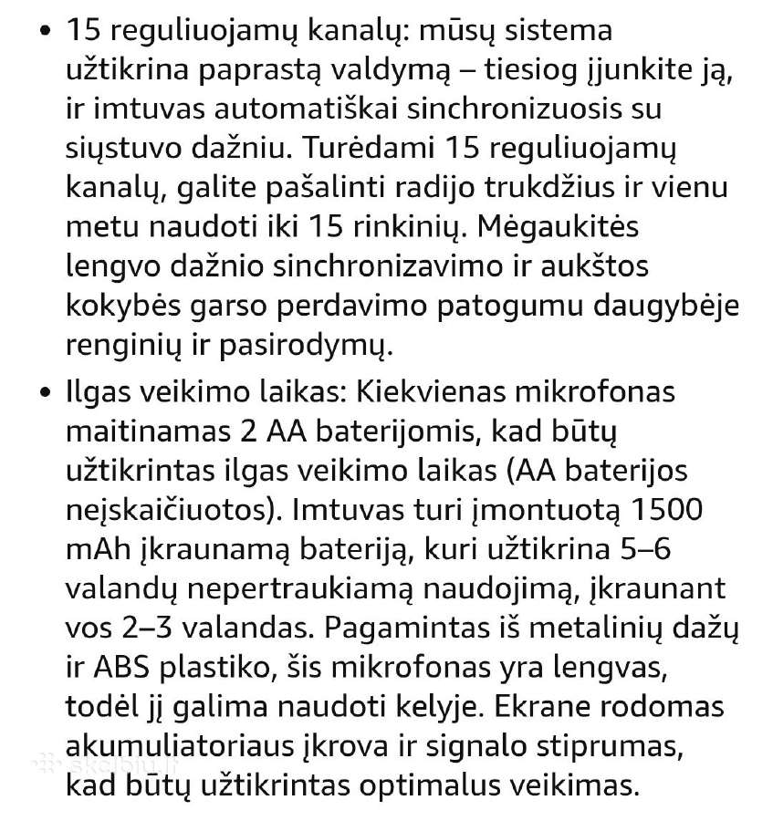 Belaidžiai mikrafonai Tonor Tw 320 (juodi) - nuotraukos Nr. 3
