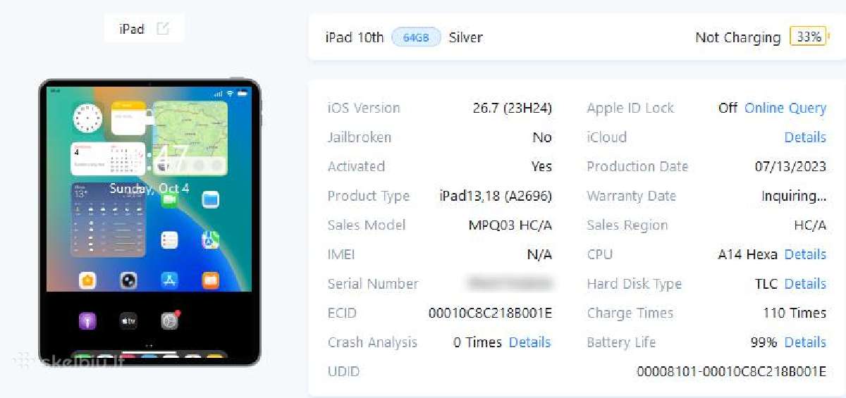 iPad 10.9" (10 kartos), 64gb, Silver, 2023 m. - nuotraukos Nr. 5