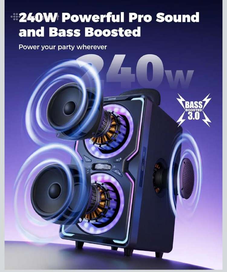 Nešiojama Akone Bluetooth kolonėlė,240w - nuotraukos Nr. 2