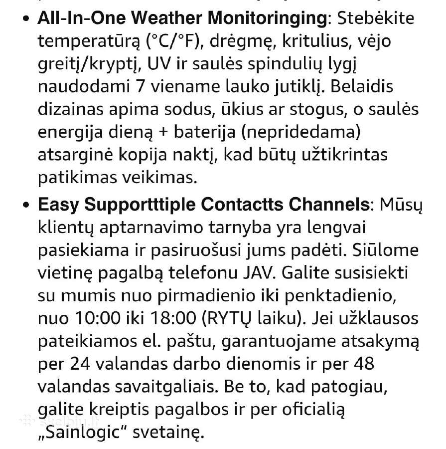 Išmanioji Wi-fi meteorologine stotelė Sainlogic - nuotraukos Nr. 8