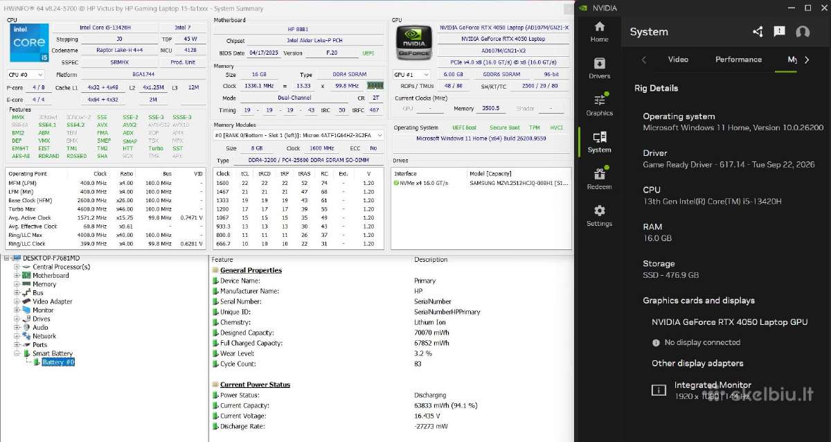 Hp Victus 15, i5 13gen, Rtx 4050, 16gb - nuotraukos Nr. 8